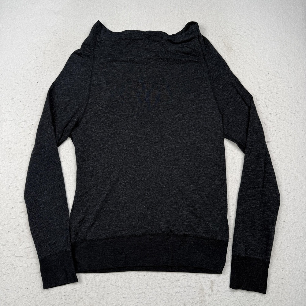 James Perse Sweatshirt Womens Large Gray Lightweight Jersey Wide Neck Pullover